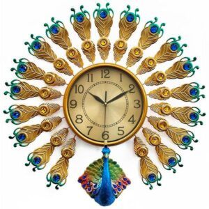 Luxury Peacock Clock Flapping Gold Tail