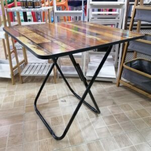 Vintage Portable Foldable Marble Chair and Table Brown