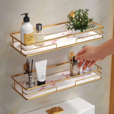 Golden Adhesive Bathroom Shelf - Image 5