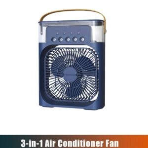 Air Conditioner Humidifier Portable Rechargeable Fan Blue