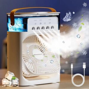 Air Conditioner Humidifier Portable Rechargeable Fan White