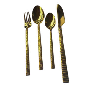 12PCS Gold Plated Spoon and Fork Zebra Set