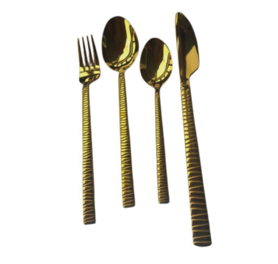 12PCS Gold Plated Spoon and Fork Zebra Set