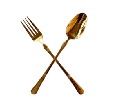 12pcs Gold Plated Spoon and Fork Flower