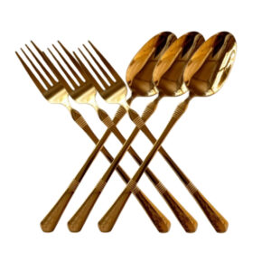 12pcs Gold Plated Spoon and Fork Flower