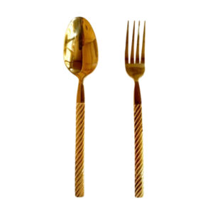 12pcs Gold Plated Spoon and Fork Stripe