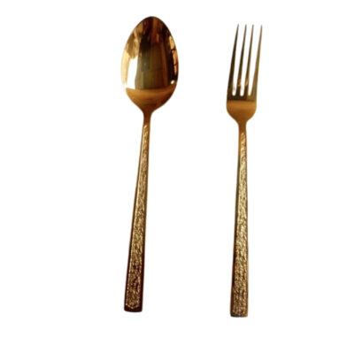 12pcs Gold Plated Spoon and Fork Rough