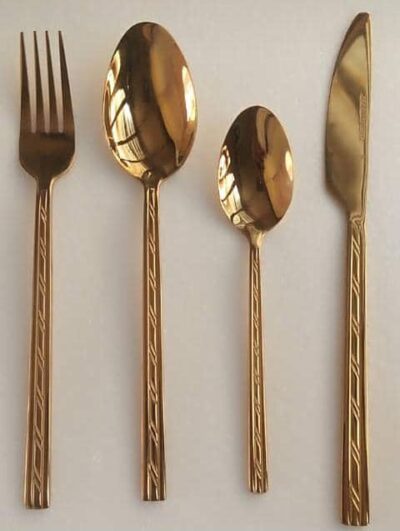 Gold Plated Spoon and Fork Vintage Set - Image 3