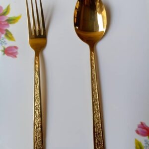 12pcs Gold Plated Spoon and Fork Rough