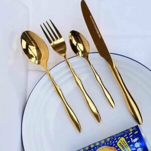 Gold Plated Spoon and Fork Curvy Set