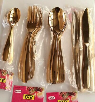 Gold Plated Spoon and Fork Thick Set