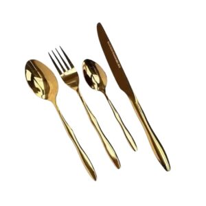 Gold Plated Spoon and Fork Curvy Set