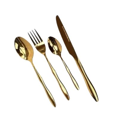 Gold Plated Spoon and Fork Curvy Set