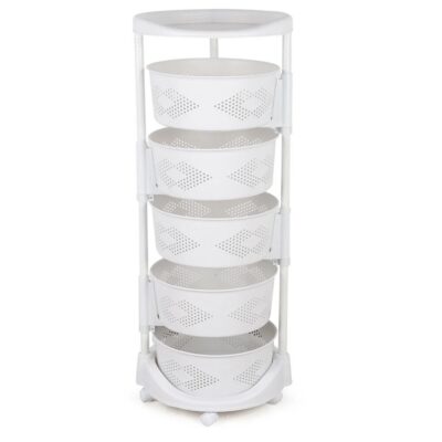 Kitchen Rotating Wheel Storage Rack White - Image 11