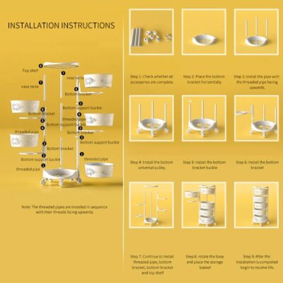 Kitchen Rotating Wheel Storage Rack White - Image 12