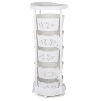 Kitchen Rotating Wheel Storage Rack White - Image 8