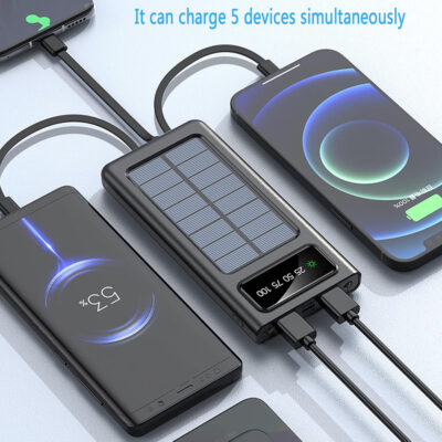 Solar Power Bank 20000 mAH 4 usb Cables - Image 3