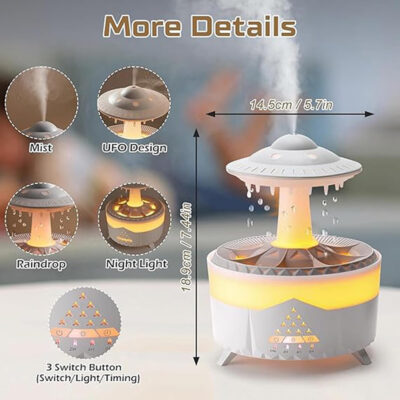 350ML Mushroom Raindrop Aromatherapy Humidifier - Image 7