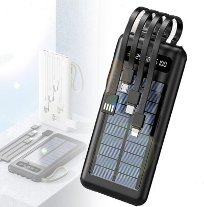 Solar Power Bank 20000 mAH 4 usb Cables - Image 9