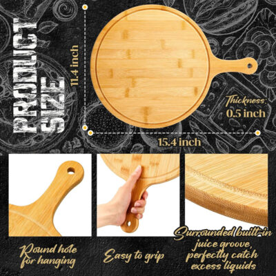 Round Wooden Pizza and Chopping Board - Image 8