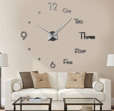 Frameless DIY Wall Alpha Numeric Clock Decor