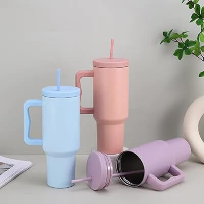 120ml Insulated Stainless Travel Tumbler with Straw - Image 4