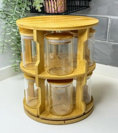2 Tier Wooden Rotating Spice Container - Image 5