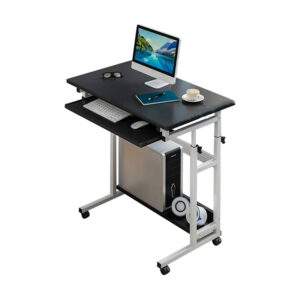 80cm Laptop Table Drawer, Wheels and Below Shelf Grey