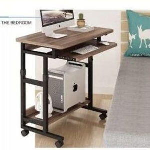 80cm Laptop Table Drawer, Wheels and Below Shelf Brown