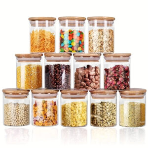12pcs 80oz Glass Spice Jars with Bamboo Lid