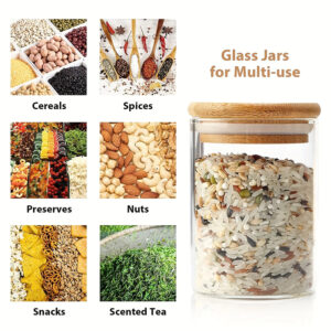 12pcs 80oz Glass Spice Jars with Bamboo Lid