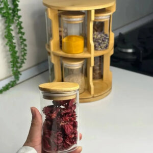 2 Tier Wooden Rotating Spice Container