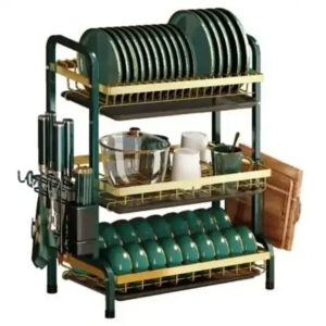 3 Layered Kitchen Dish Rack Green