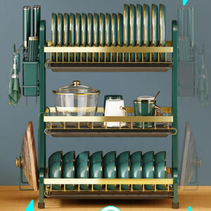 3 Layered Kitchen Dish Rack Green