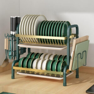 2 Layered Kitchen Dish Rack Green