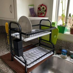 Heavy Duty 2 Tier Dish Drainer Black