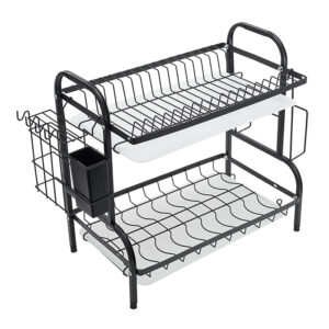Heavy Duty 2 Tier Dish Drainer Black