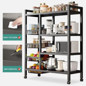 4 Layer Trolley Shelf with Basket
