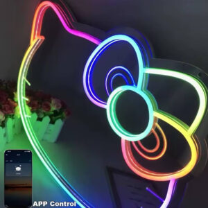 Kitty Cat LED Neon Wall Mounted Makeup Mirror