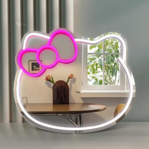 Kitty Cat LED Neon Wall Mounted Makeup Mirror