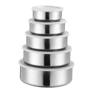 5pcs Stainless Steel Food Container Set with Clear Lids
