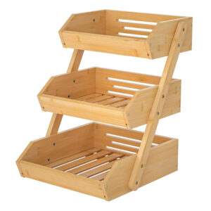 3 Tier Bamboo Fruit Basket for Kitchen, Vegetables Storage