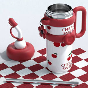 33oz Cherry Insulated Tumbler with Straw