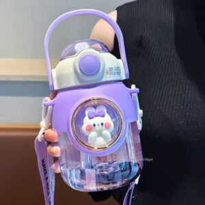 Bear Straw Water Bottle with Shoulder Strap 820ML