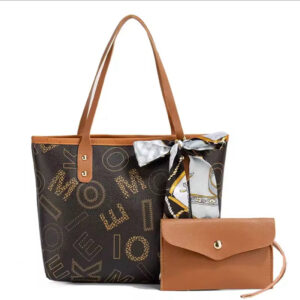 2 IN 1 Women Leather Shopping and Traveling Tote Bag