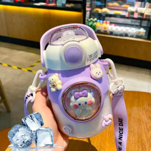 Bear Straw Water Bottle with Shoulder Strap 820ML