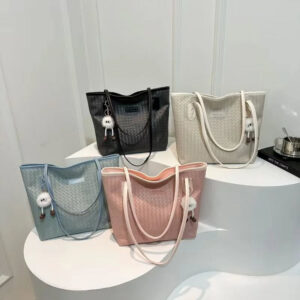 Leather Shopping and Traveling Tote Bag with Key Holder