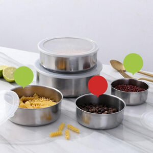 5pcs Stainless Steel Food Container Set with Clear Lids