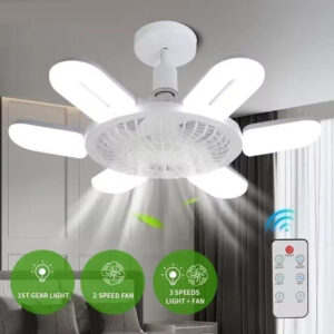E27 Led Mini Ceiling Fan with Light Bulbs and Remote