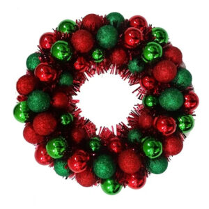Christmas Tinsel Shatterproof Ball wreath Red and Green